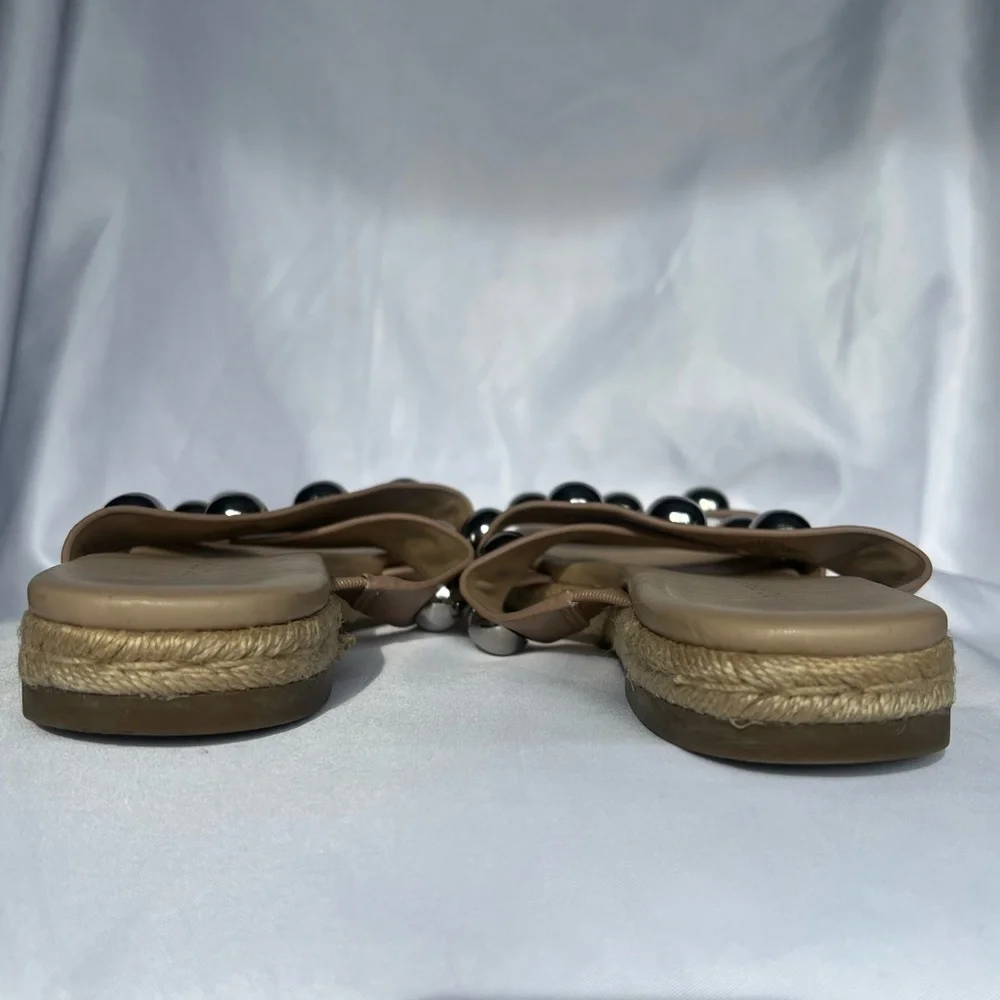 Marc Fisher Prisca Ball-Studded Espadrille Sandals in Tan